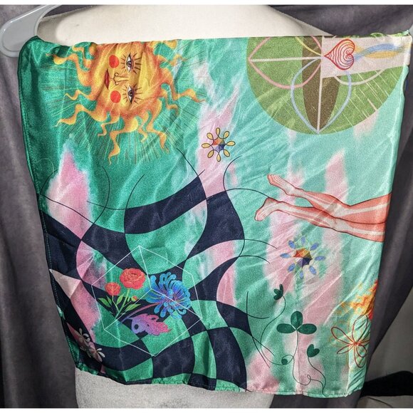 Brisato Studio Unique Green Art Icons Square Scarf - Picture 13 of 14